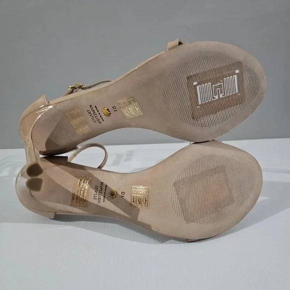 Stuart Weitzman Nudistsong Ankle Strap Heels Womens 10 Adobe Tan Leather Sandal - Picture 14 of 16